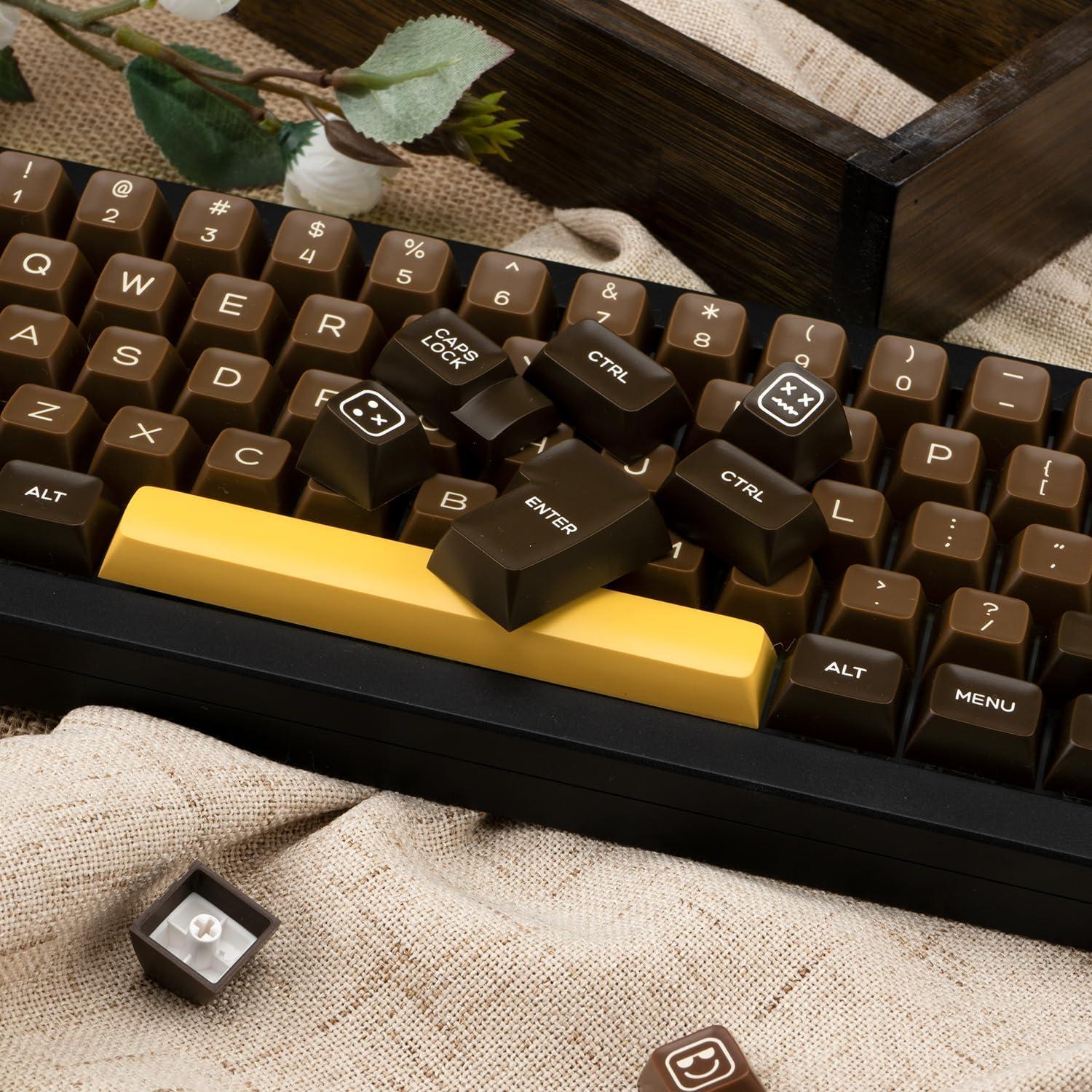 Juego de Teclas PBT Retro 140 Teclas Tema Chocolate GEKUCAP