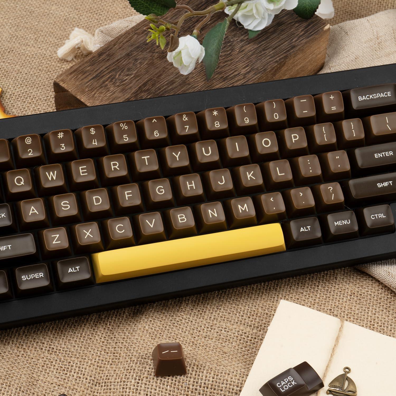 Juego de Teclas PBT Retro 140 Teclas Tema Chocolate GEKUCAP