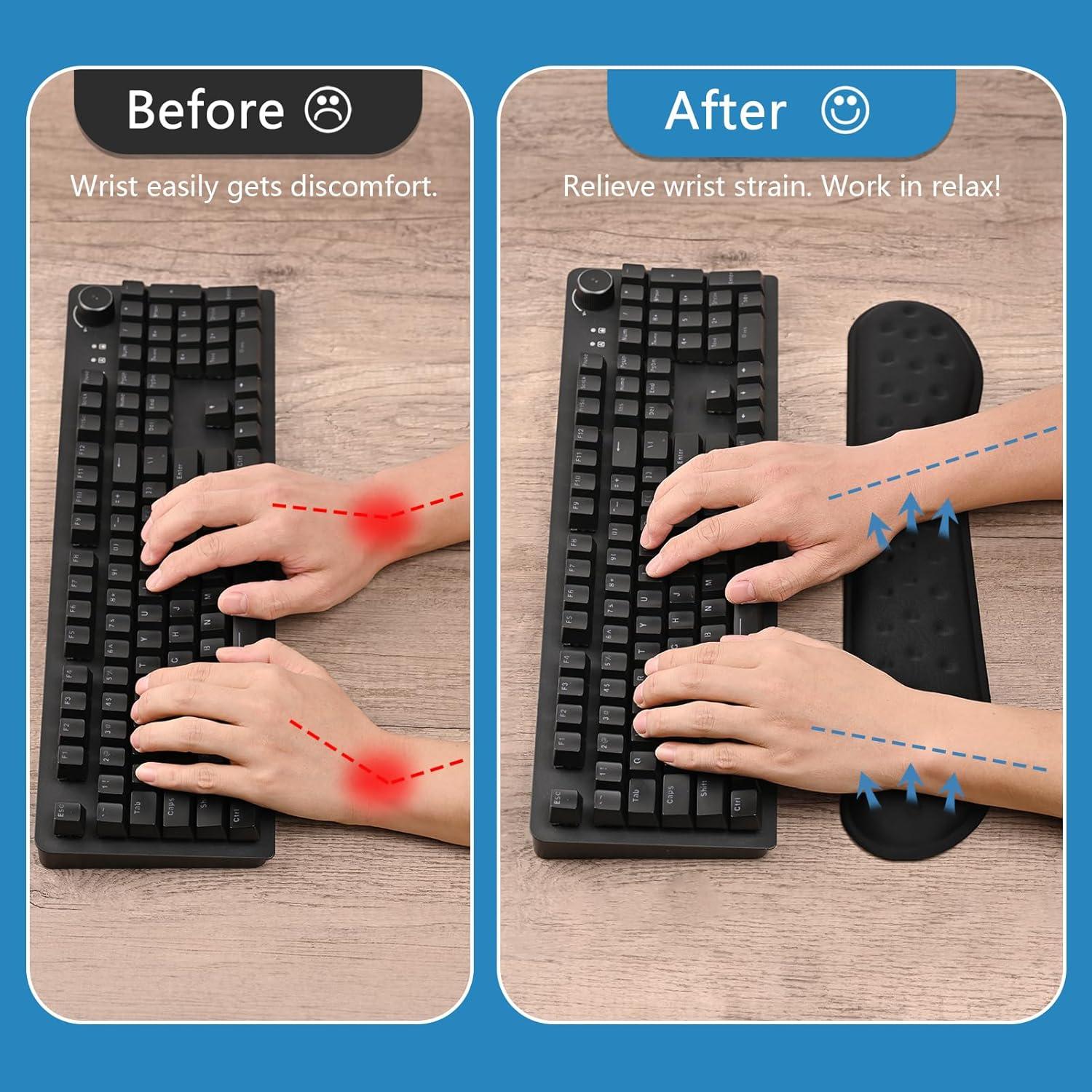 Reposamuñecas Ergonómico VANKEY, Espuma Viscoelástica, Antideslizante