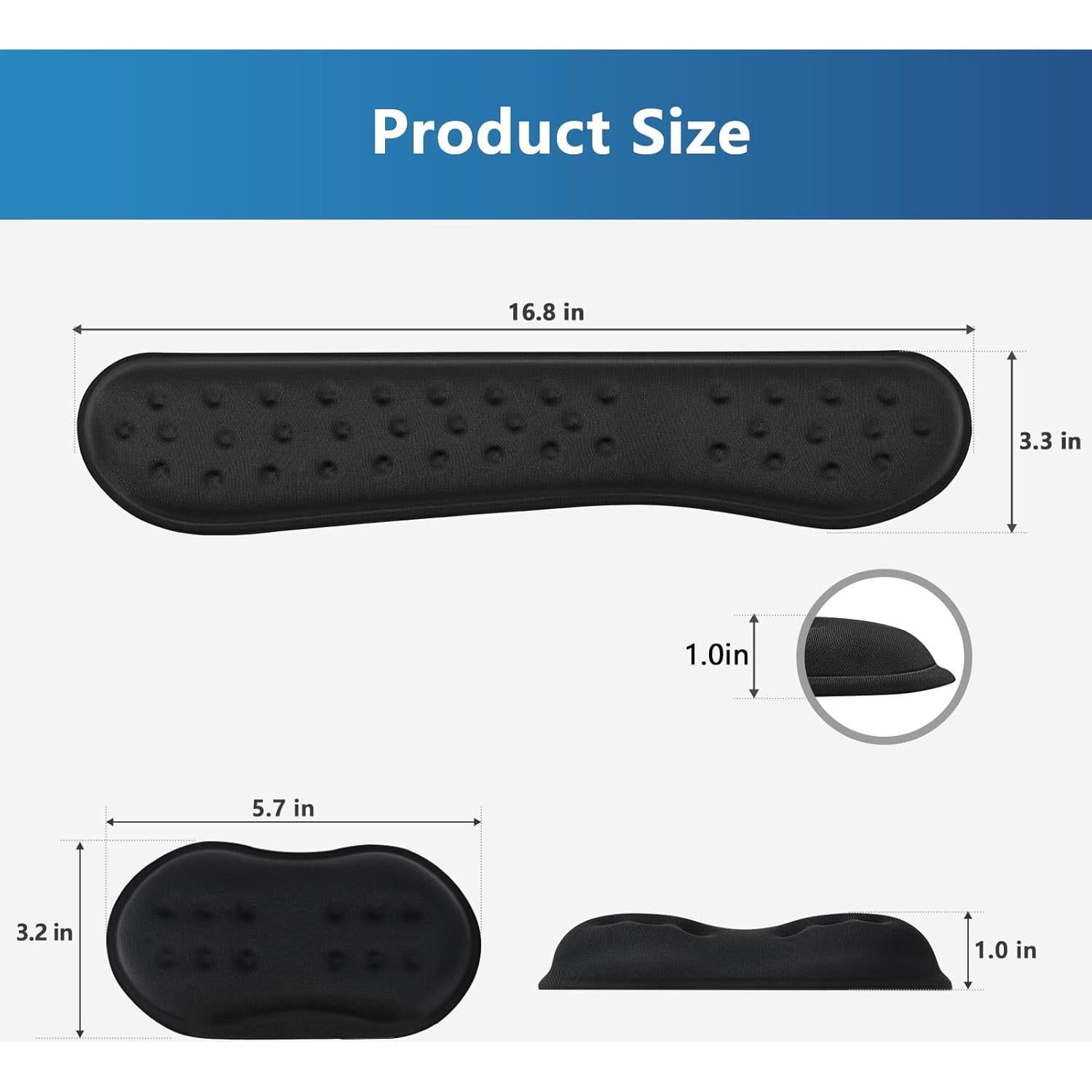 Reposamuñecas Ergonómico VANKEY, Espuma Viscoelástica, Antideslizante