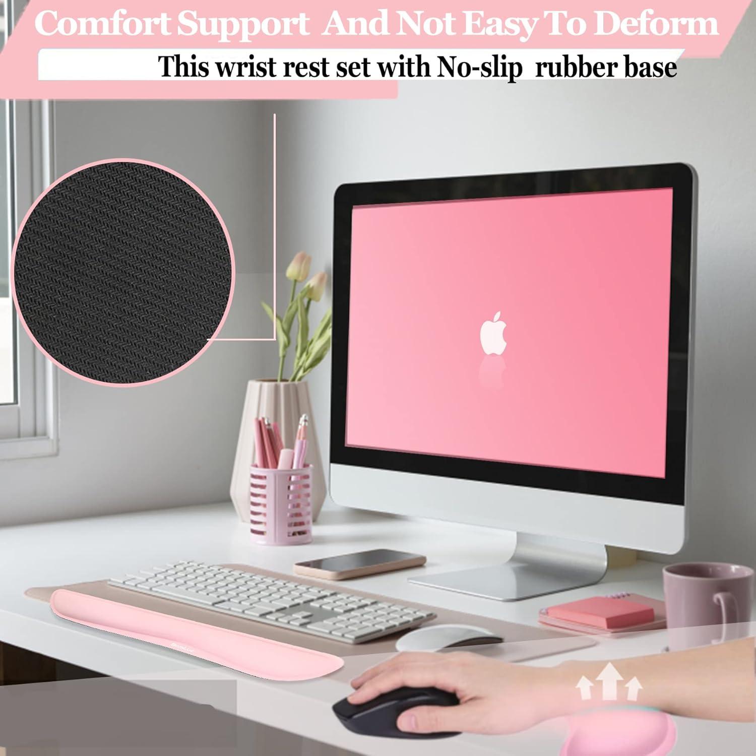 Reposamuñecas Ergonómico BamLue de PU Cuero Limpiable Rosa