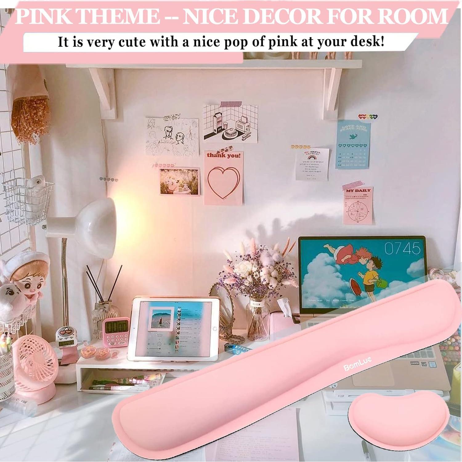 Reposamuñecas Ergonómico BamLue de PU Cuero Limpiable Rosa