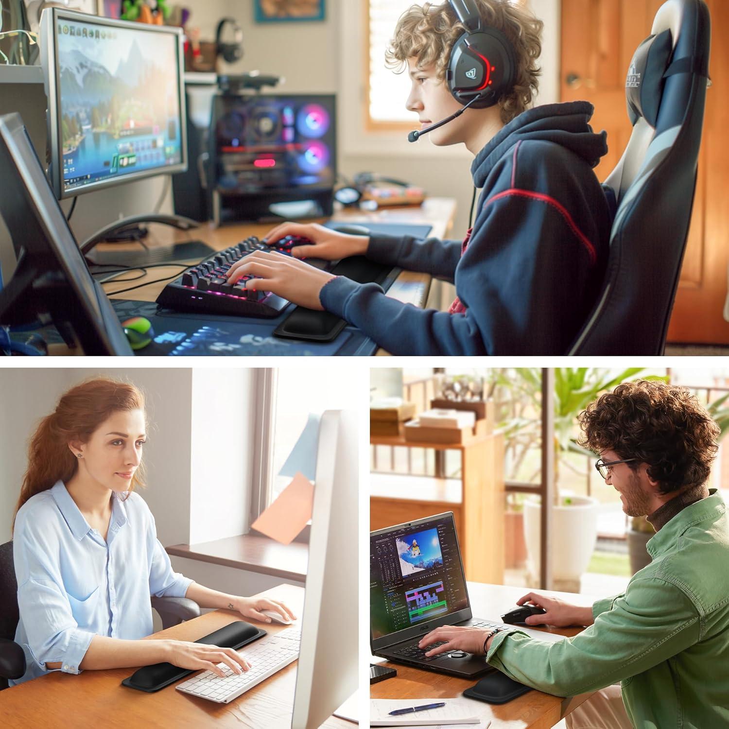 Reposamuñecas Ergonómico TECKNET Negro 43.2x8.4 cm