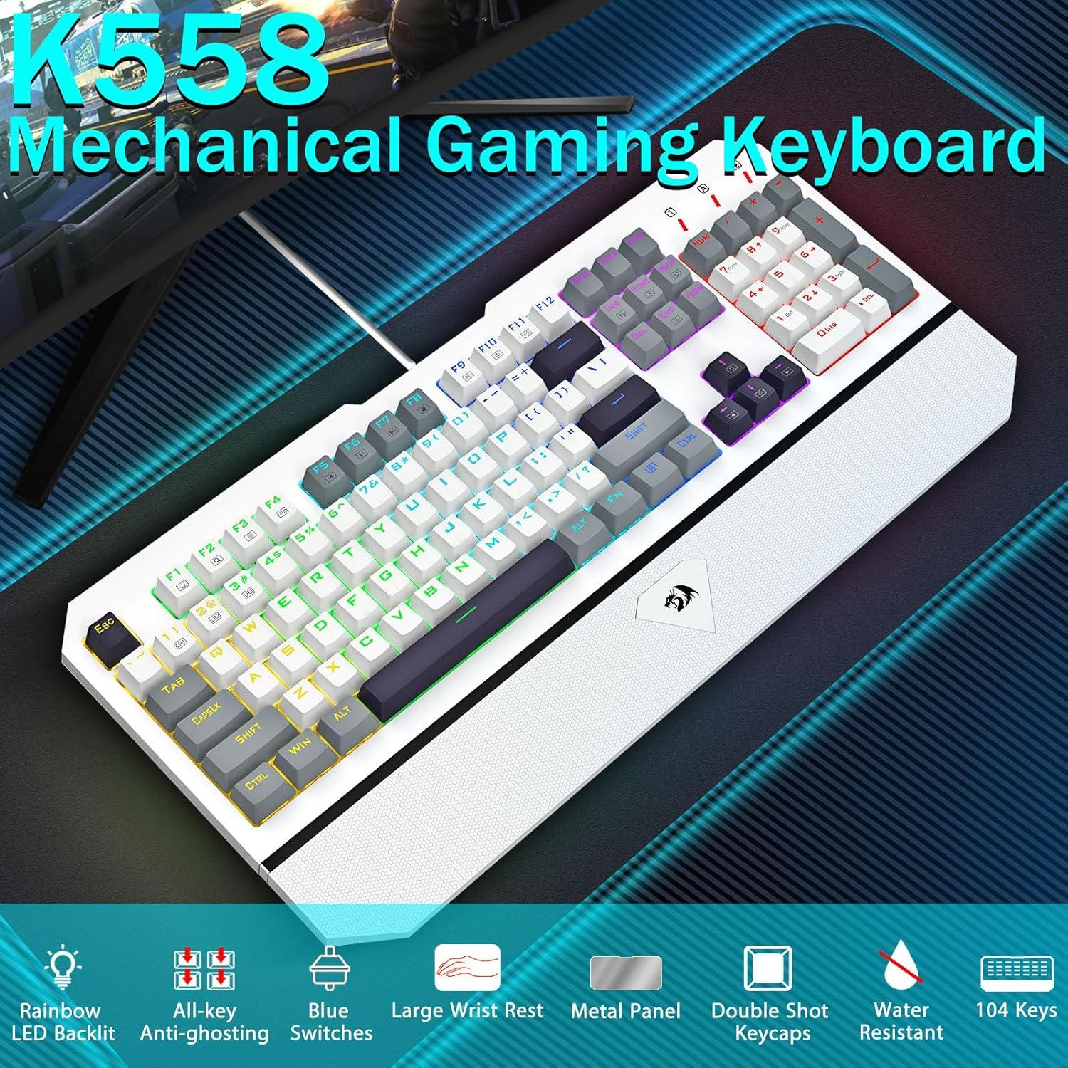 Teclado Mecánico Redragon K558 con Retroiluminación LED