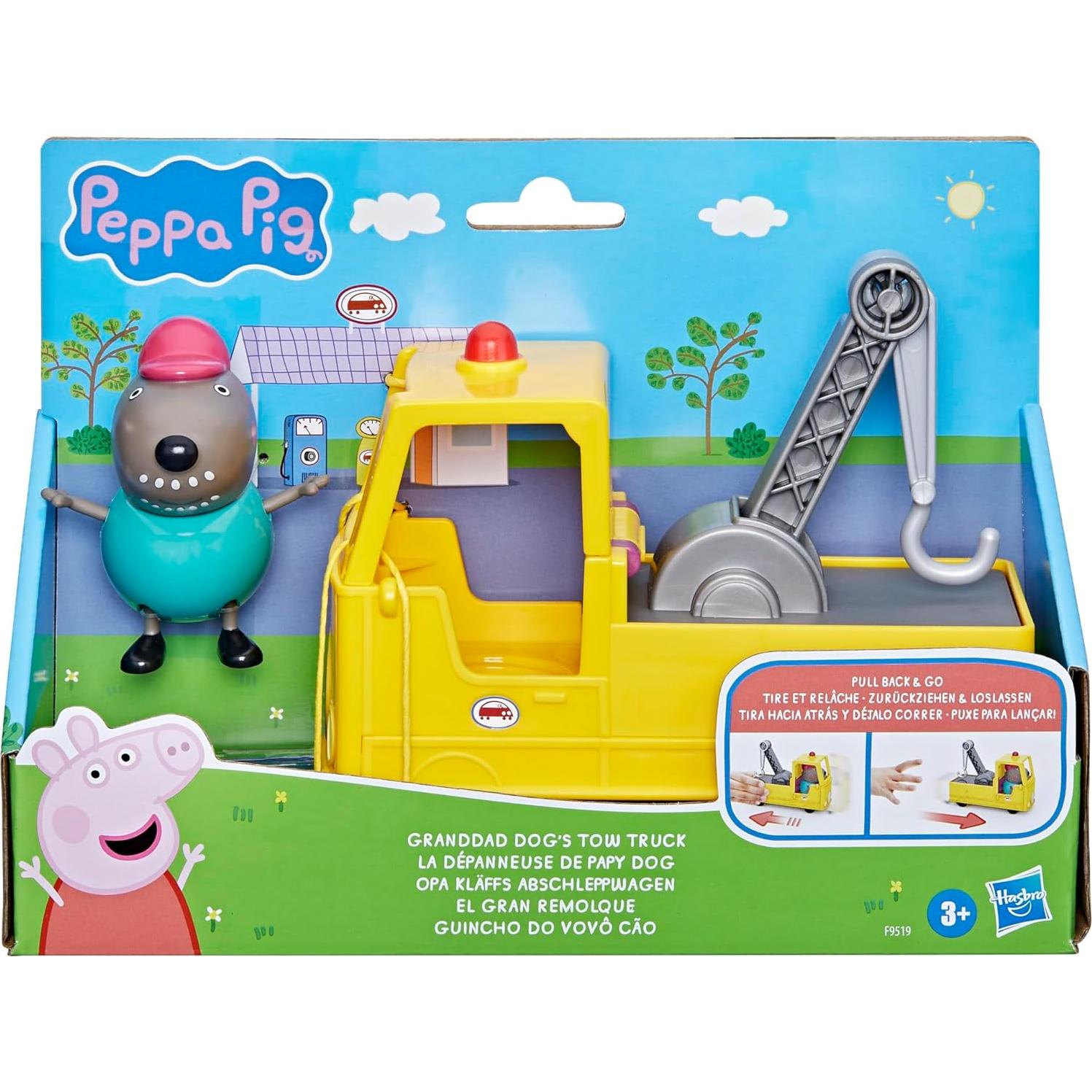 Grúa Retroceso Peppa Pig + Abuelo Perro + Juguete 7,62 cm