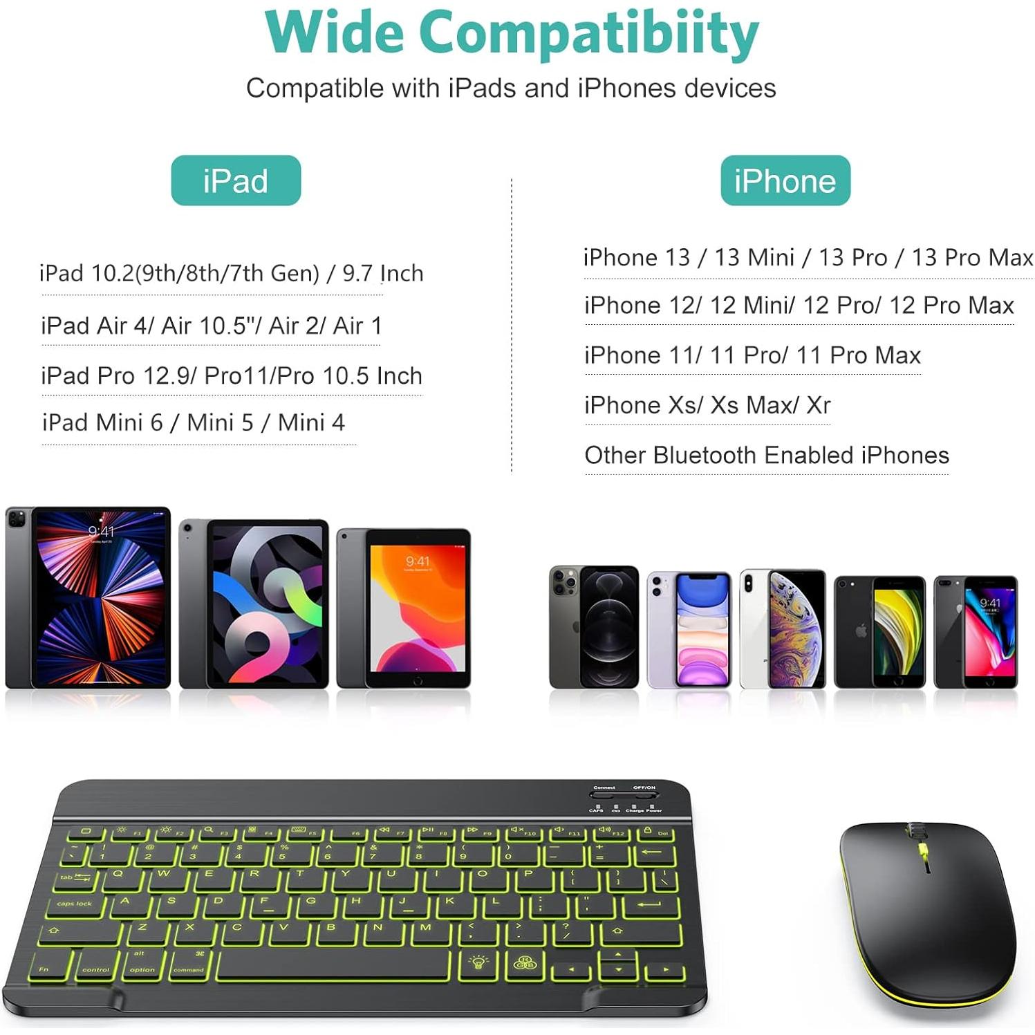 Combo Teclado y Ratón Bluetooth TECURS Recargables Retroiluminados