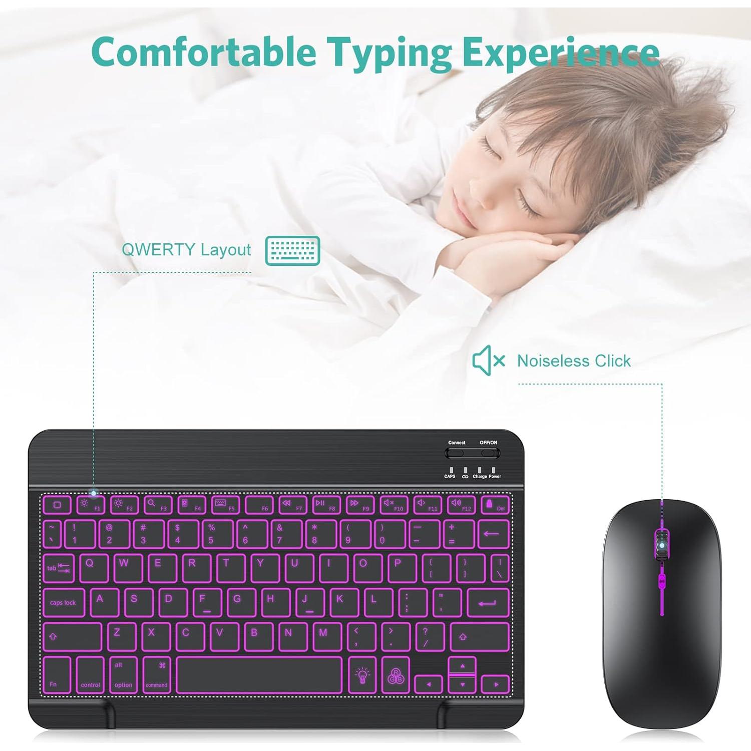 Combo Teclado y Ratón Bluetooth TECURS Recargables Retroiluminados