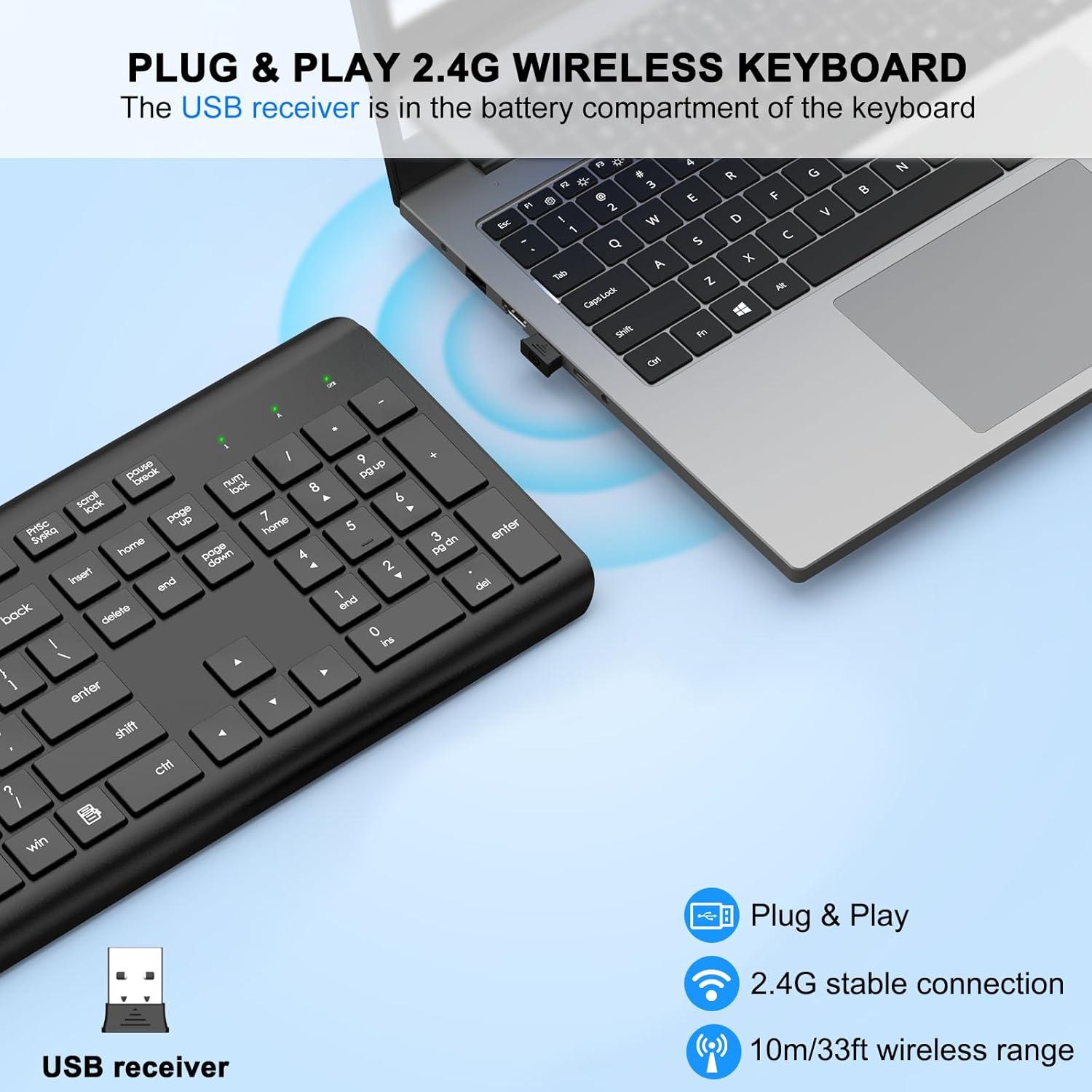 Teclado Inalámbrico EDJO USB Completo Silencioso 2.4G