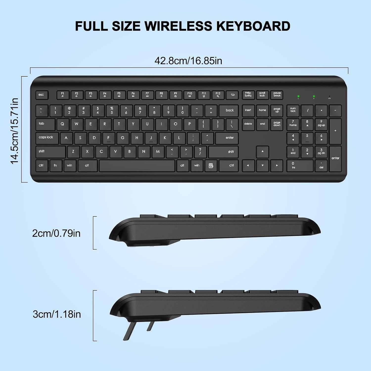 Teclado Inalámbrico EDJO USB Completo Silencioso 2.4G