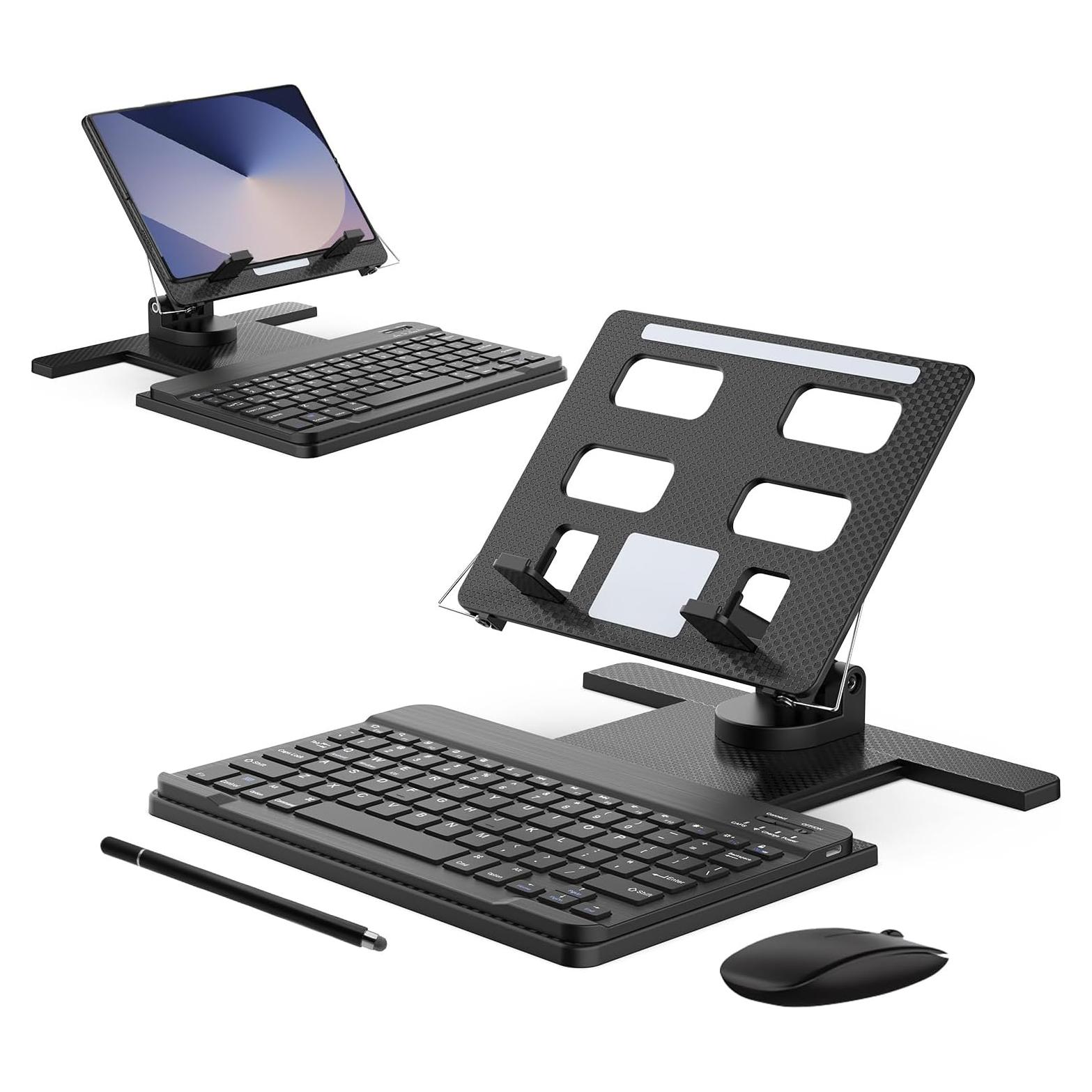 Kit Teclado Bluetooth y Soporte Ajustable Enituo para Tablets 4-12.9"