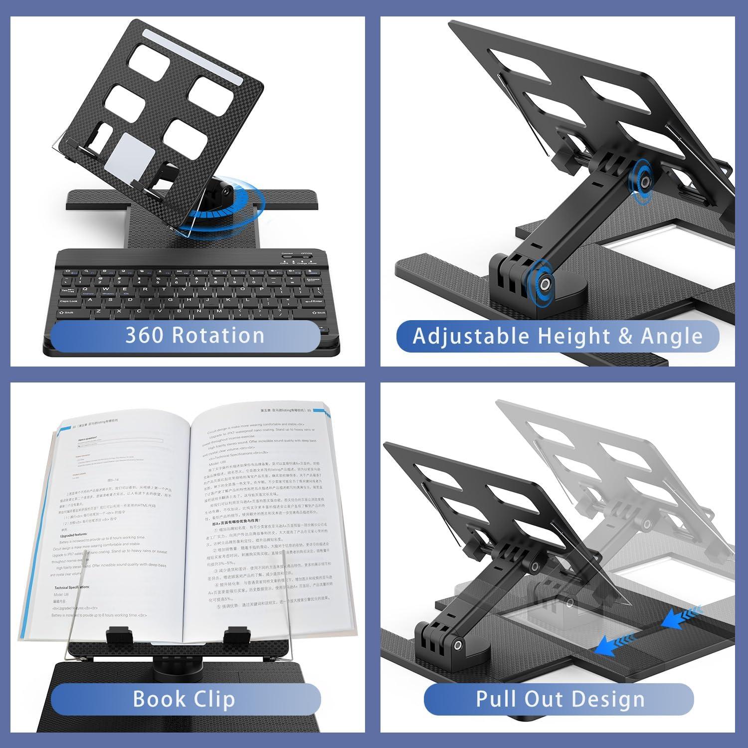 Kit Teclado Bluetooth y Soporte Ajustable Enituo para Tablets 4-12.9"