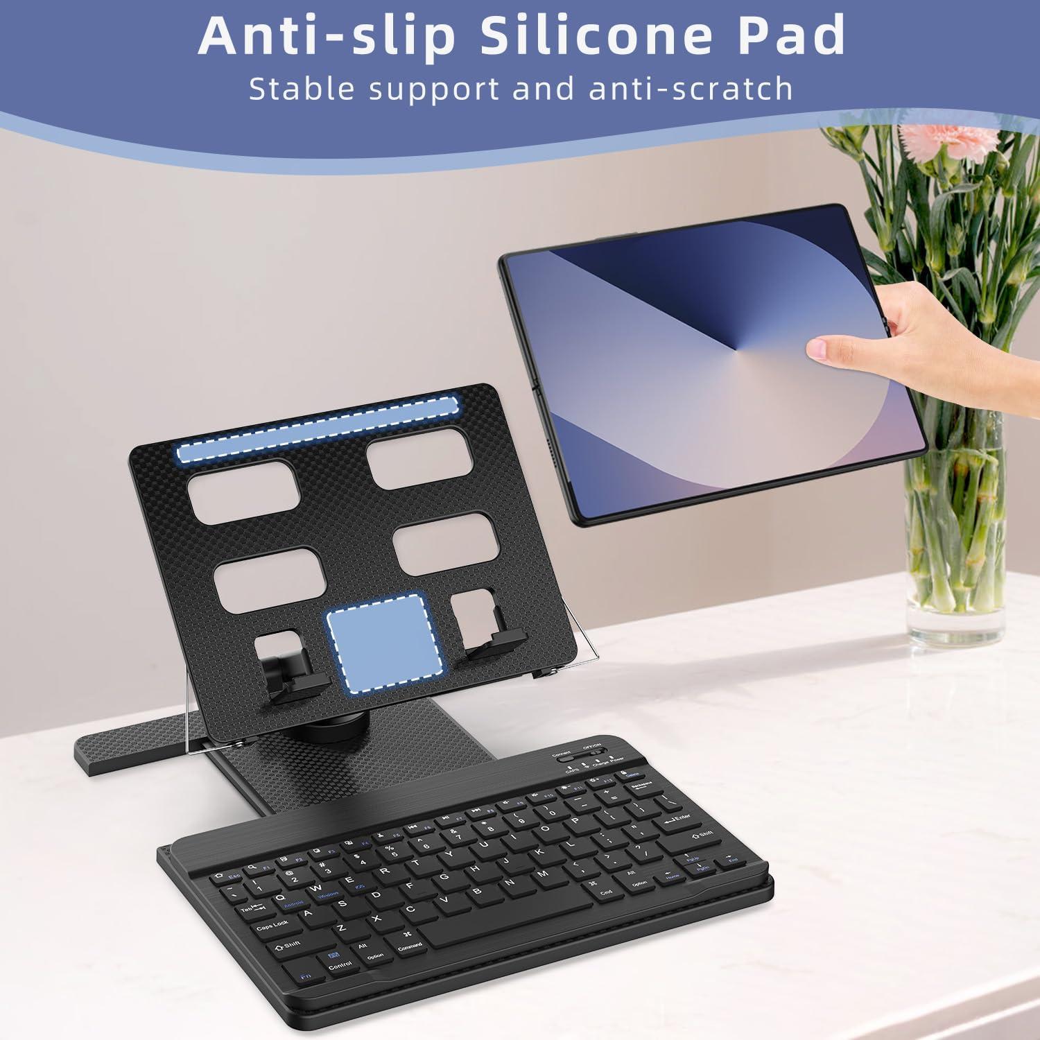 Kit Teclado Bluetooth y Soporte Ajustable Enituo para Tablets 4-12.9"