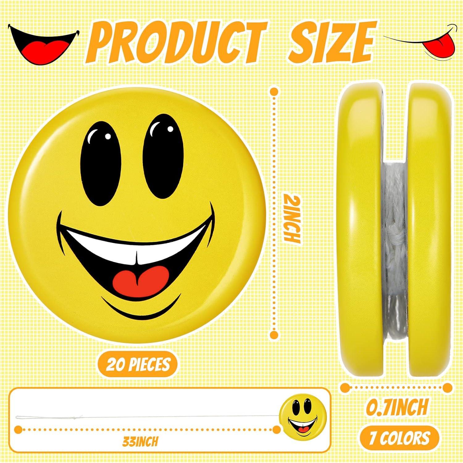 Paquete de 20 Yo Yos Caras Sonrientes Sotiff - 10 Colores