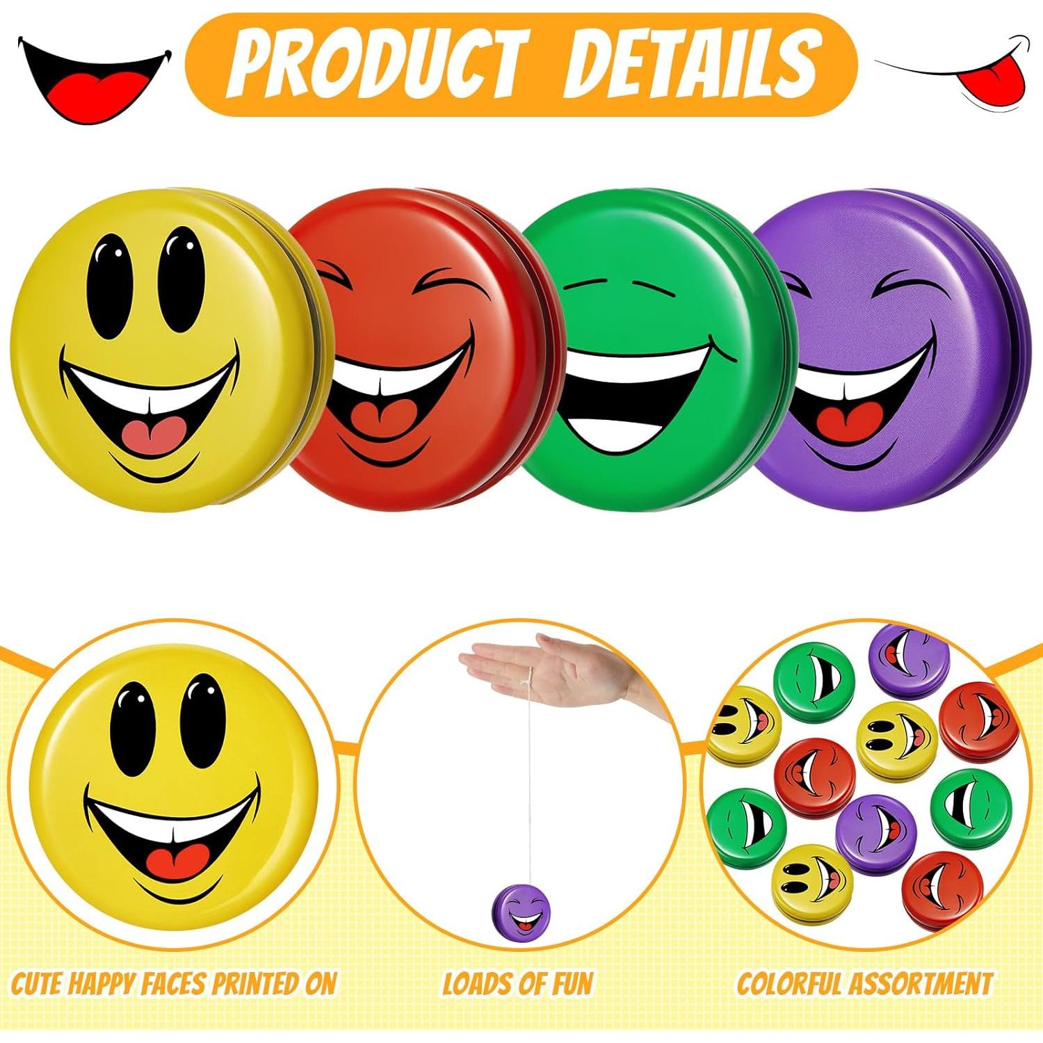 Paquete de 20 Yo Yos Caras Sonrientes Sotiff - 10 Colores