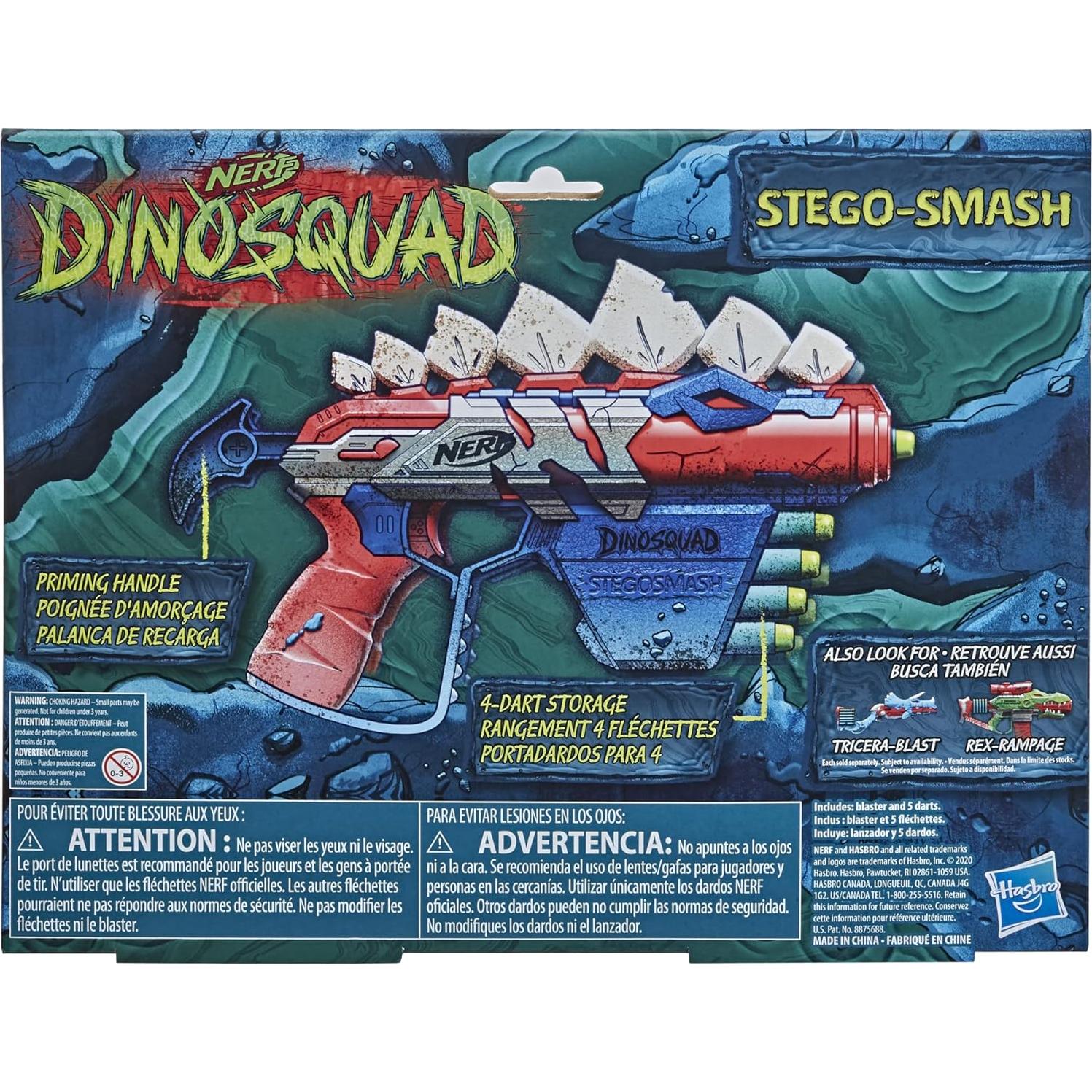 Blaster Nerf DinoSquad Stego-Smash con 5 Dardos Elite