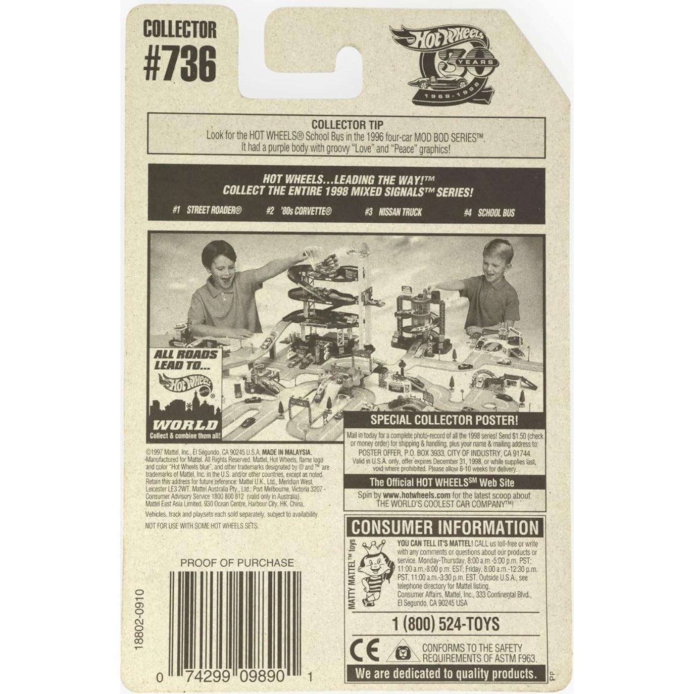 Autobús Escolar Hot Wheels 1998 1:64 Amarillo Coleccionable