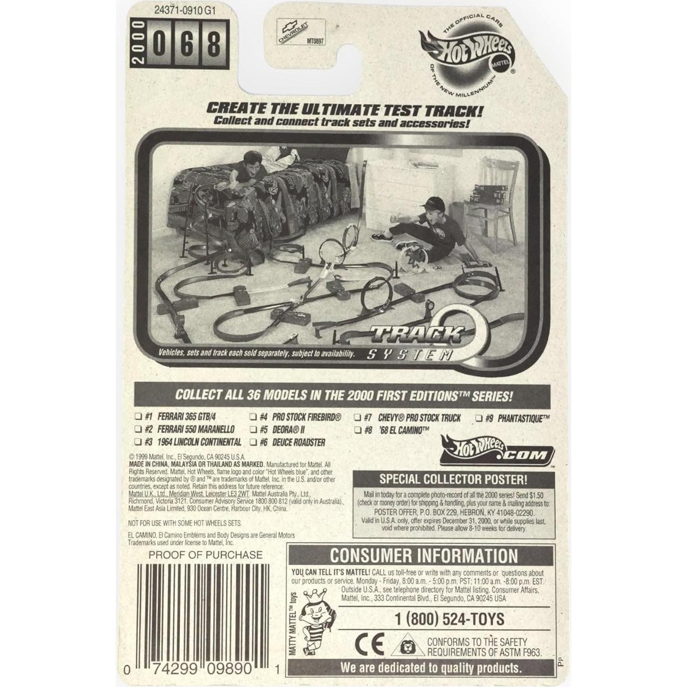 Hot Wheels 2000 El Camino 1968 Blanco 1:64 Coleccionable