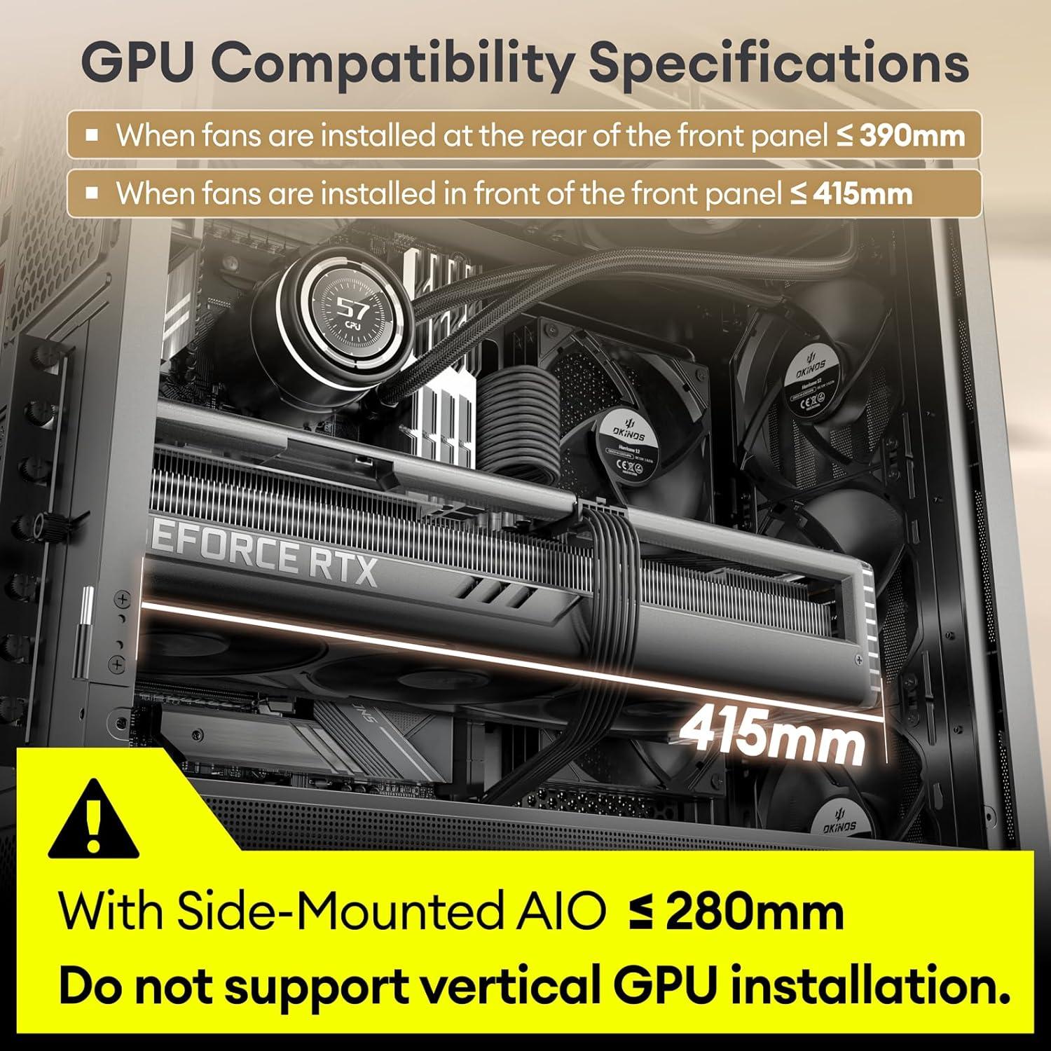 Genuine Walnut Wood PC Case, Support 360mm Radiator on Top, Pre-Installed 4 x 120mm PWM Fans ATX Case, Type-C Port, Magnetic Tempered Glass Side Panel, Black Computer Case, Cypress 7