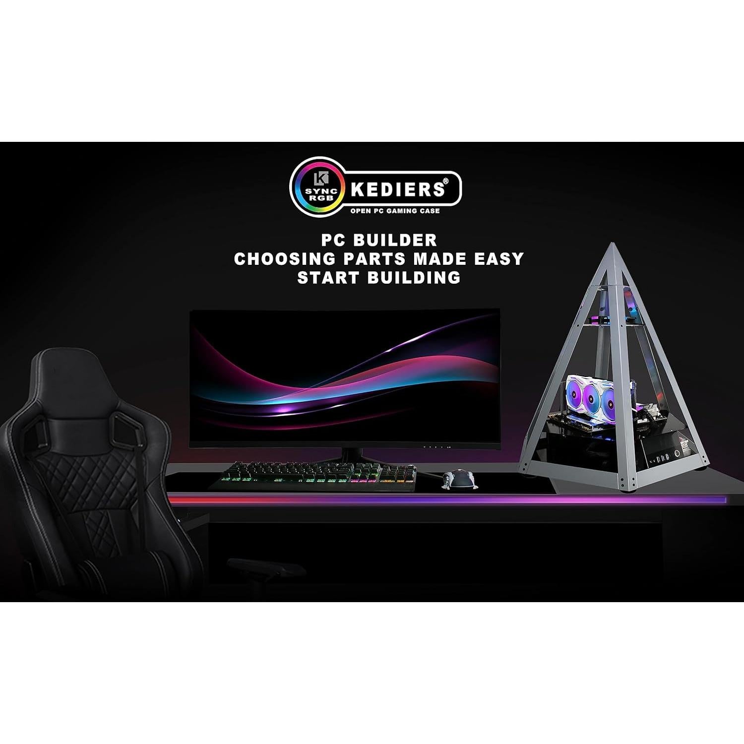 KEDIERS Diamond Pyramid ATX PC Case Innovative Gaming Computer Tower Case,C600