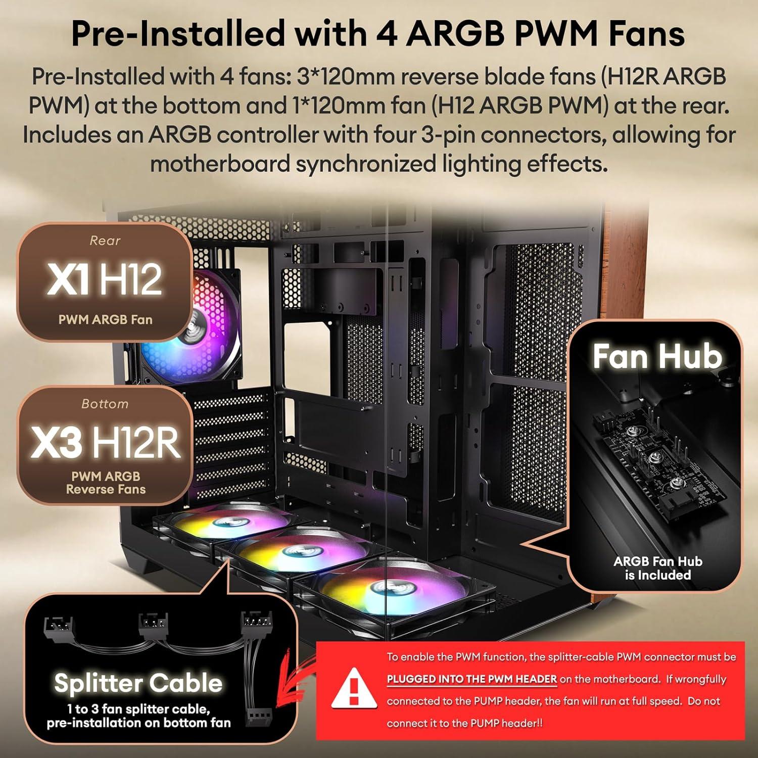 Caja de PC ATX Okinos Mirage 6 de Madera con Ventiladores ARGB