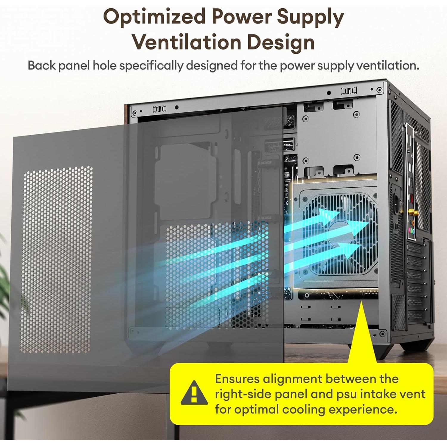 Caja de PC ATX Okinos Mirage 6 de Madera con Ventiladores ARGB