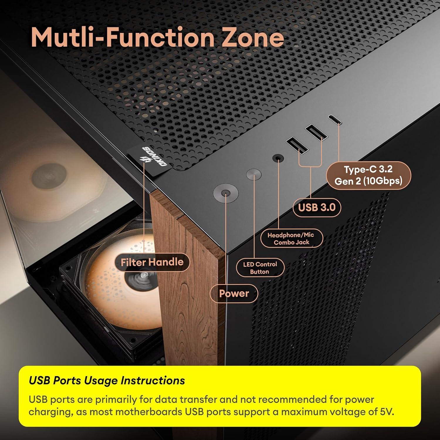 Caja de PC ATX Okinos Mirage 6 de Madera con Ventiladores ARGB