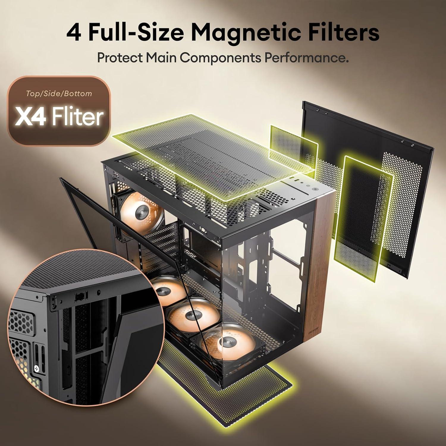 Caja de PC ATX Okinos Mirage 6 de Madera con Ventiladores ARGB