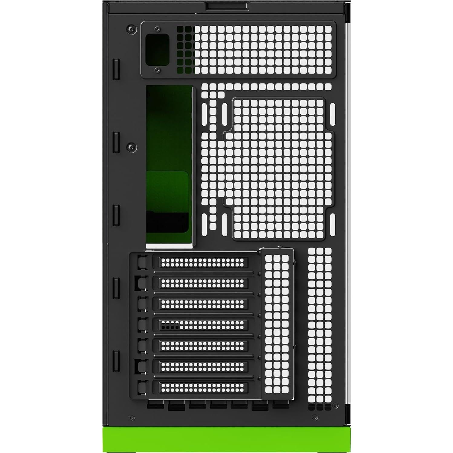 Geometric Future M5 Tempered Glass Mid Tower, E-ATX/ATX Gaming Case, 1.2mm Steel, Type C, Toolless Panels, Support 420/360 Radiator, ARGB PWM 140m Fan x 5 Pre-Installed, Black/Green, GEO-M5F-BNY