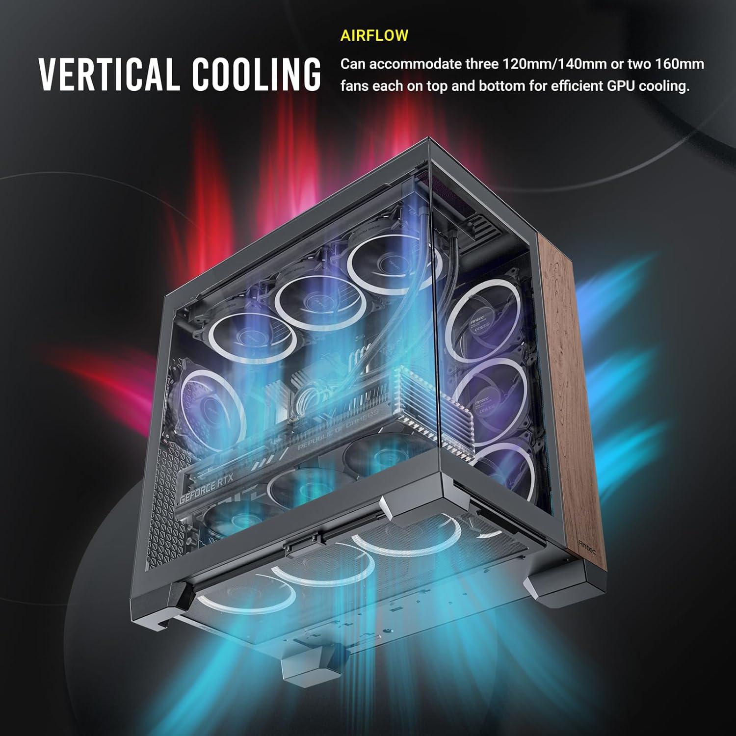 Caja de PC E-ATX Antec C8 Madera, Doble Cámara, Soporte 360mm