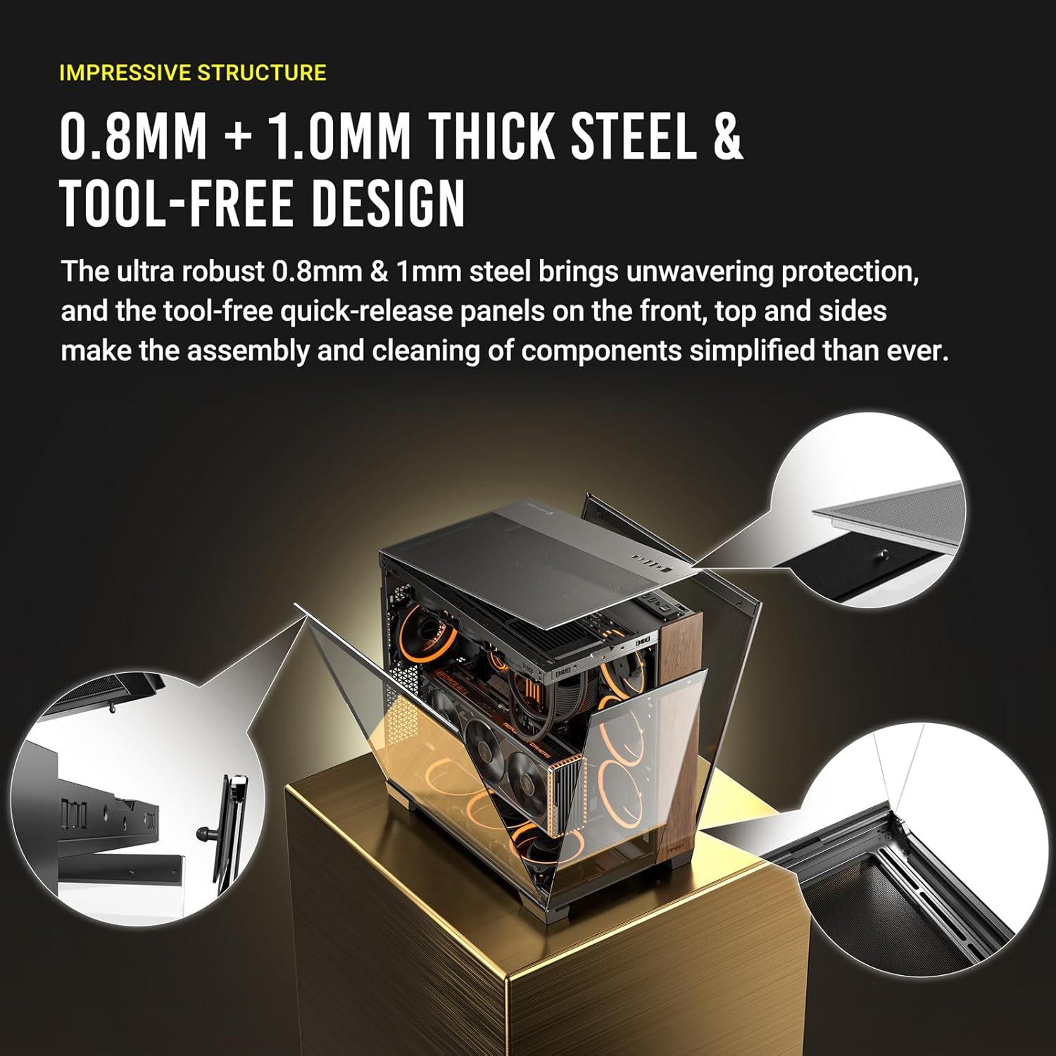 Caja de PC E-ATX Antec C8 Madera, Doble Cámara, Soporte 360mm