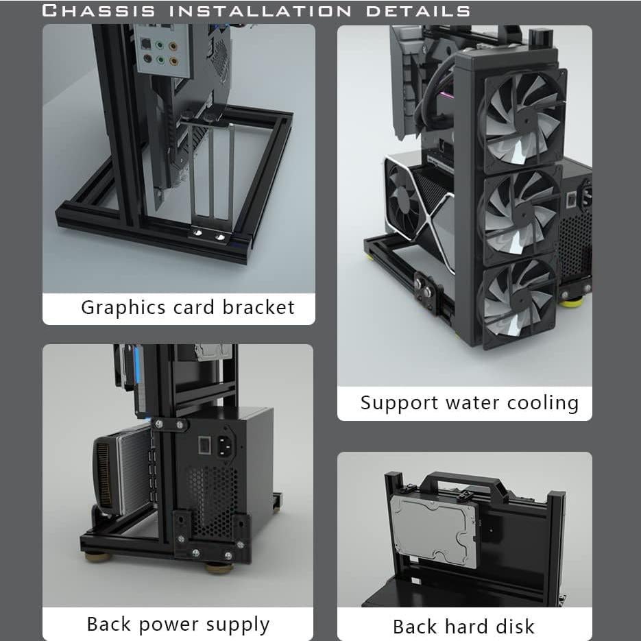 PC Creative Assembly Frame Test Bench，Open Air Frame Case, DIY Computer Motherboard Case Rack, ITX ATX MATX/EATX Open Aluminum Frame Chassis (MATX)