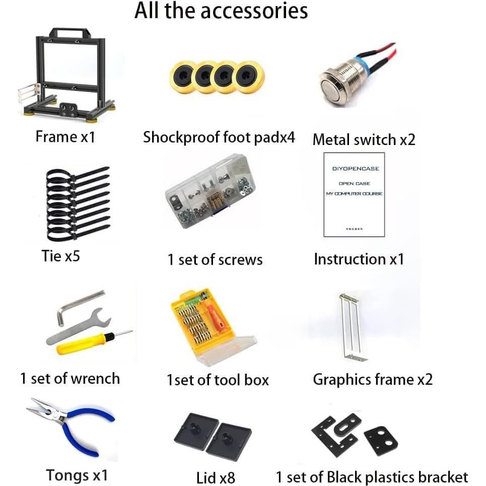 PC Creative Assembly Frame Test Bench，Open Air Frame Case, DIY Computer Motherboard Case Rack, ITX ATX MATX/EATX Open Aluminum Frame Chassis (MATX)