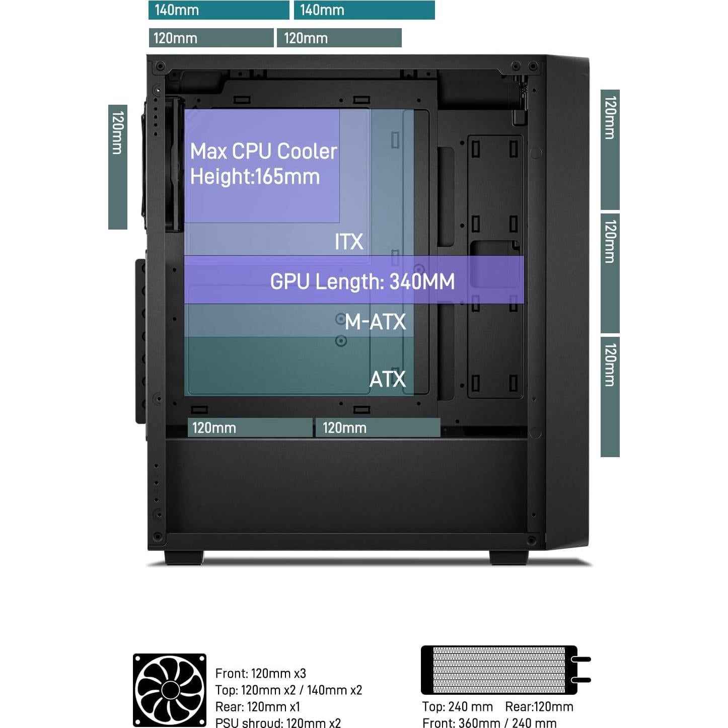 Caja de PC Mid Tower ATX DARKROCK EC2 Negra con Vidrio Templado