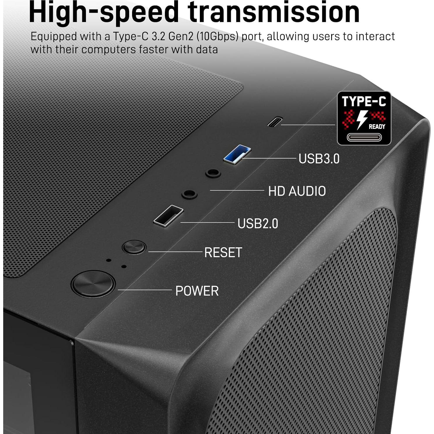 Caja de PC Mid Tower ATX DARKROCK EC2 Negra con Vidrio Templado