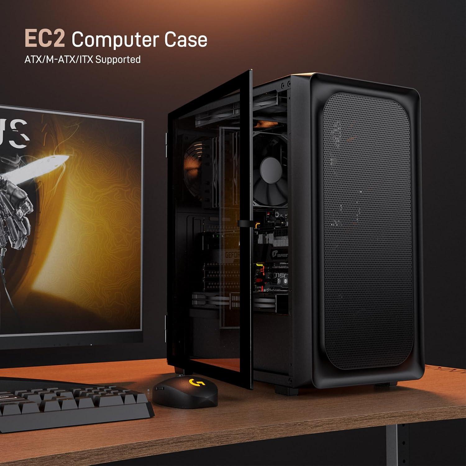 Caja de PC Mid Tower ATX DARKROCK EC2 Negra con Vidrio Templado