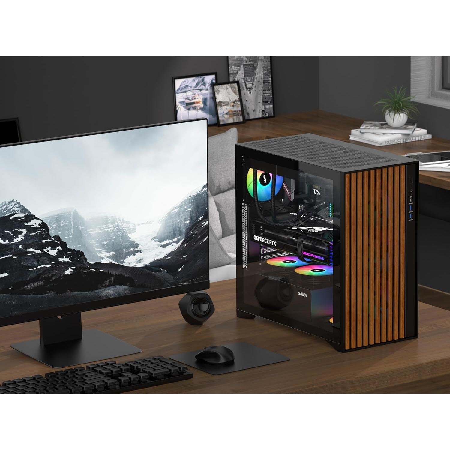 Caja PC ATX SAMA V-Nature Negra Vidrio Templado 4 Ventiladores ARGB