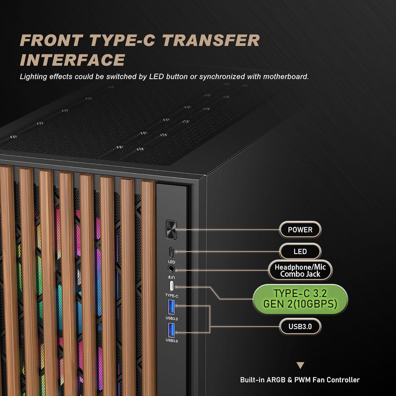 Caja PC ATX SAMA V-Nature Negra Vidrio Templado 4 Ventiladores ARGB