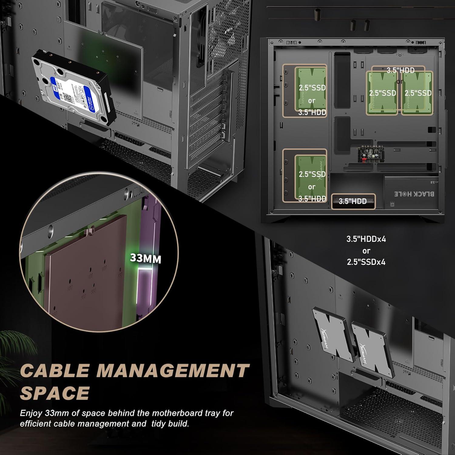 Caja PC ATX SAMA V-Nature Negra Vidrio Templado 4 Ventiladores ARGB