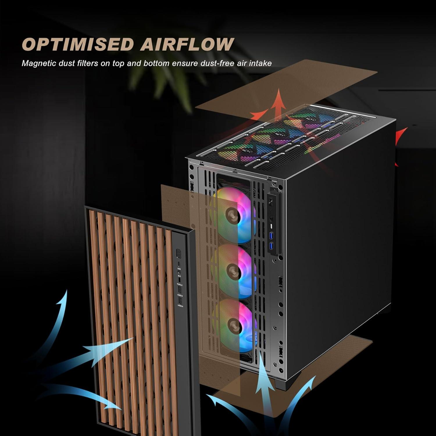 Caja PC ATX SAMA V-Nature Negra Vidrio Templado 4 Ventiladores ARGB