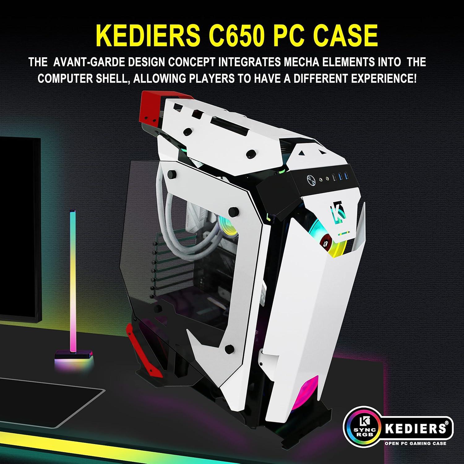 Caja de PC KEDIERS C650 ATX Gaming con Vidrio Templado