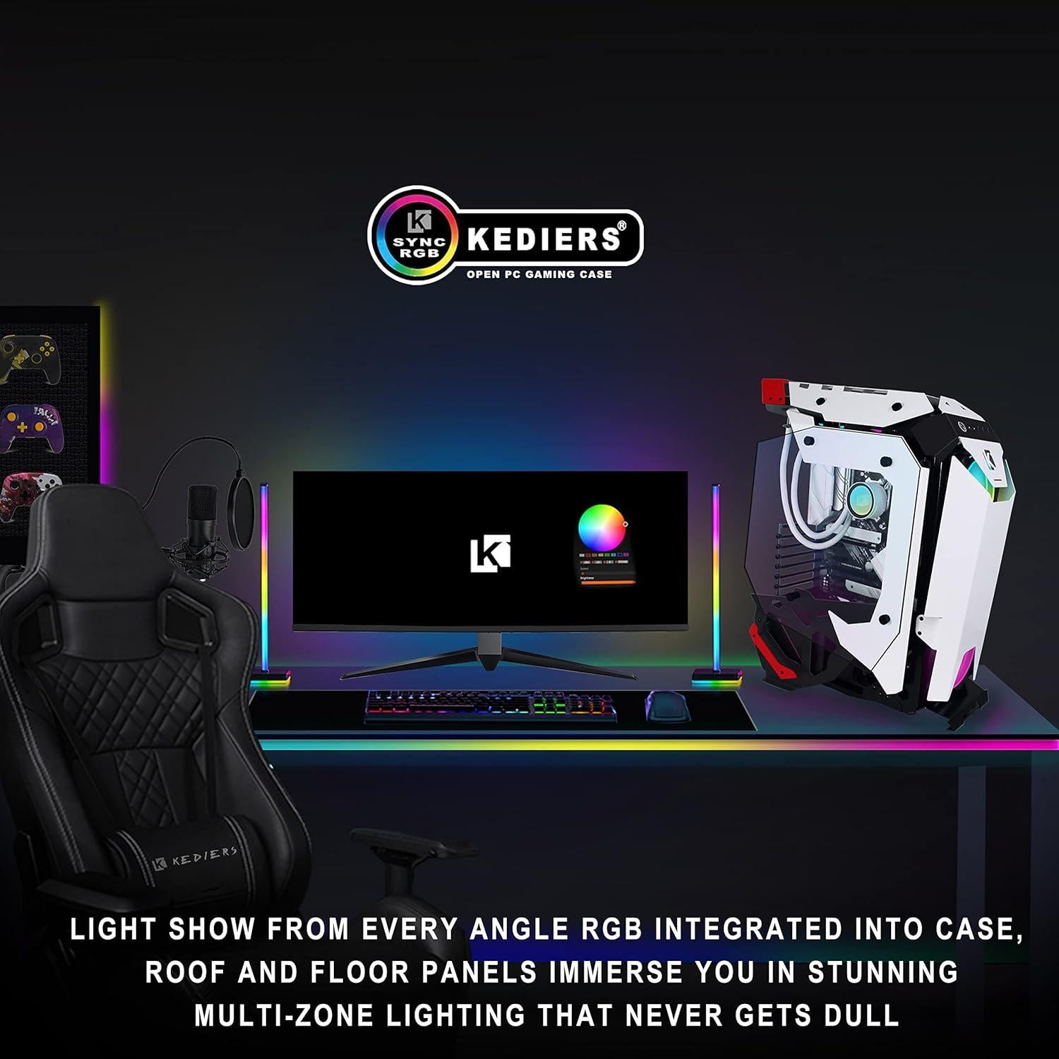 Caja de PC KEDIERS C650 ATX Gaming con Vidrio Templado