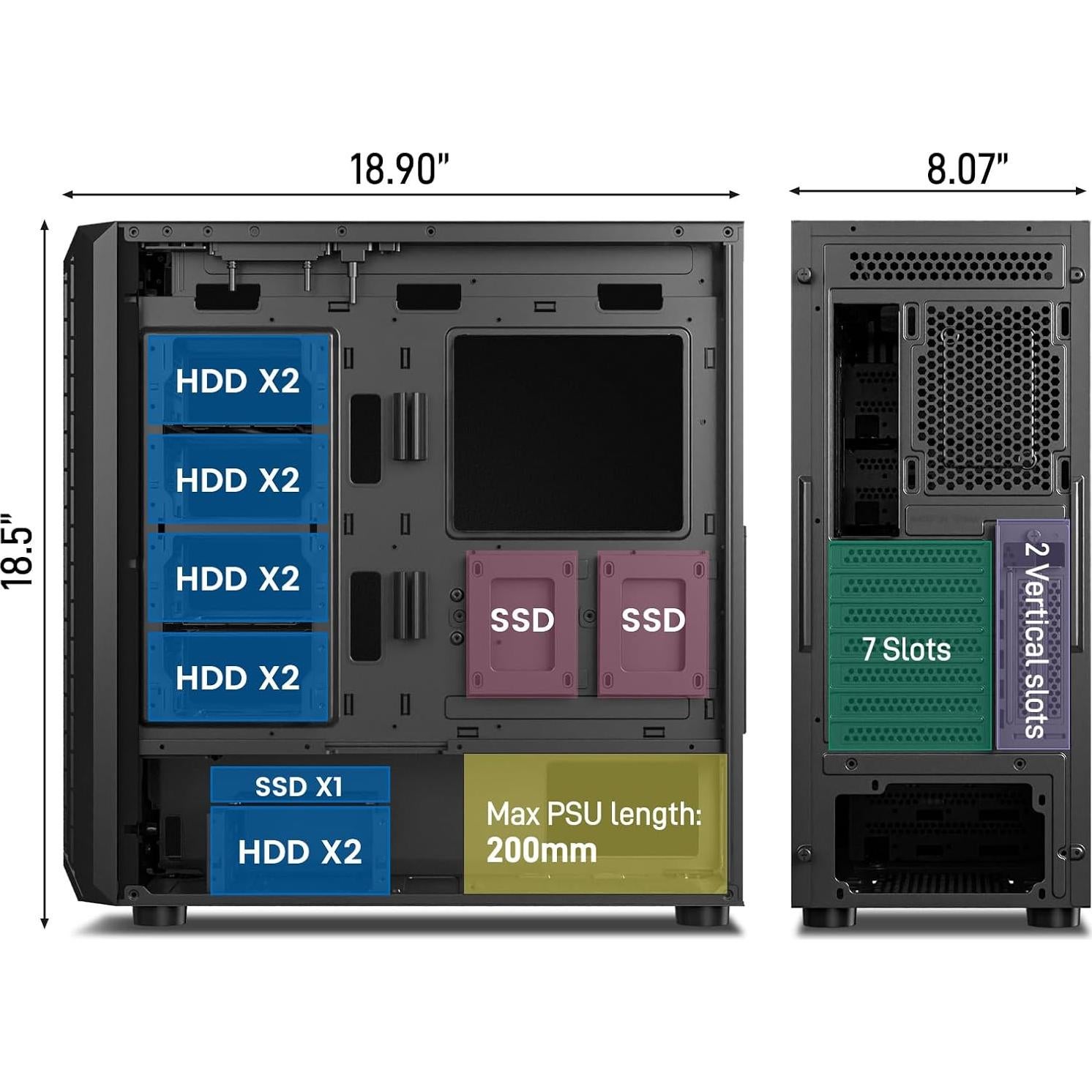 Caja de Computadora DARKROCK Classico MAX ATX Negra con 4 Ventiladores