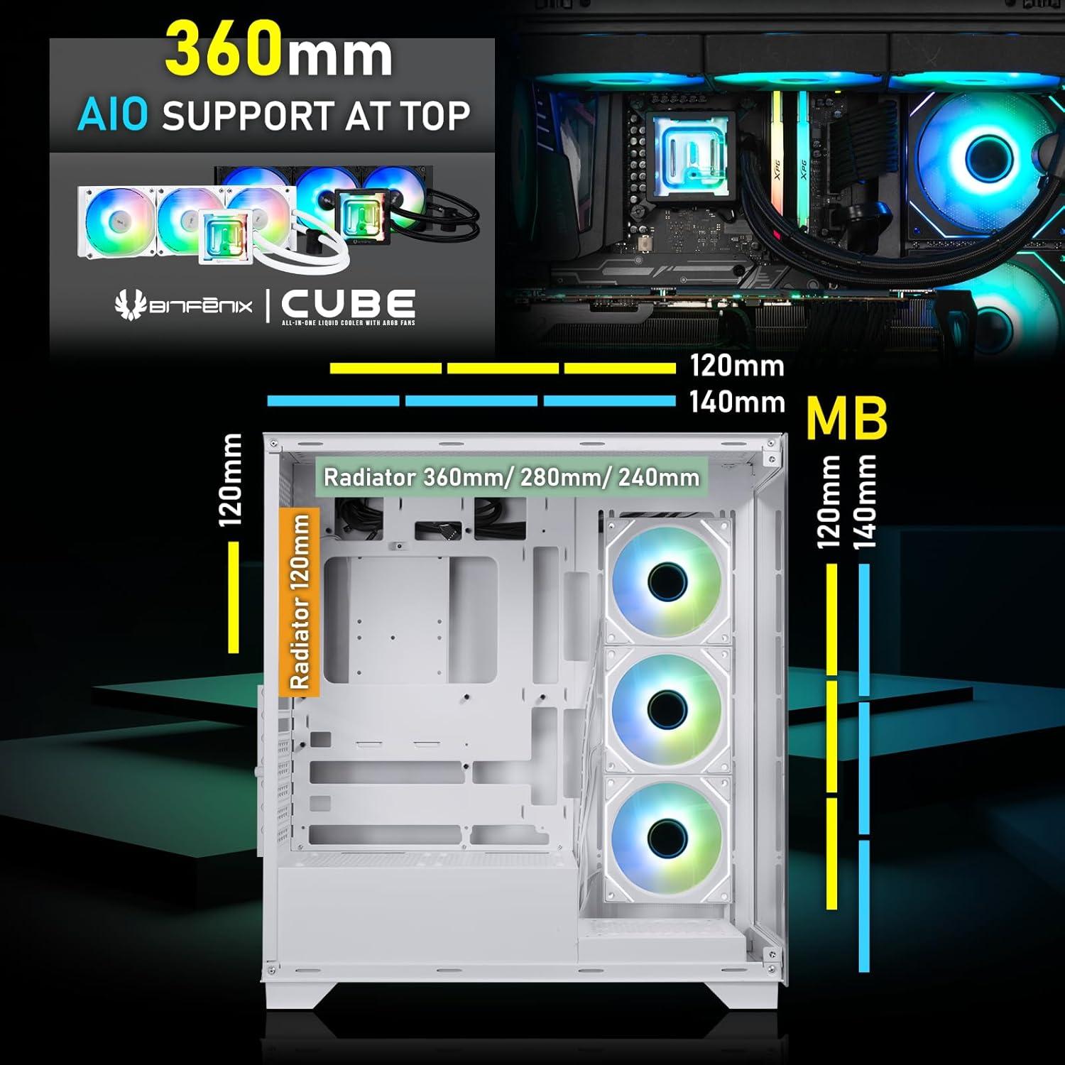 Caja de PC Gaming BitFenix CETO Blanca - Vidrio Templado