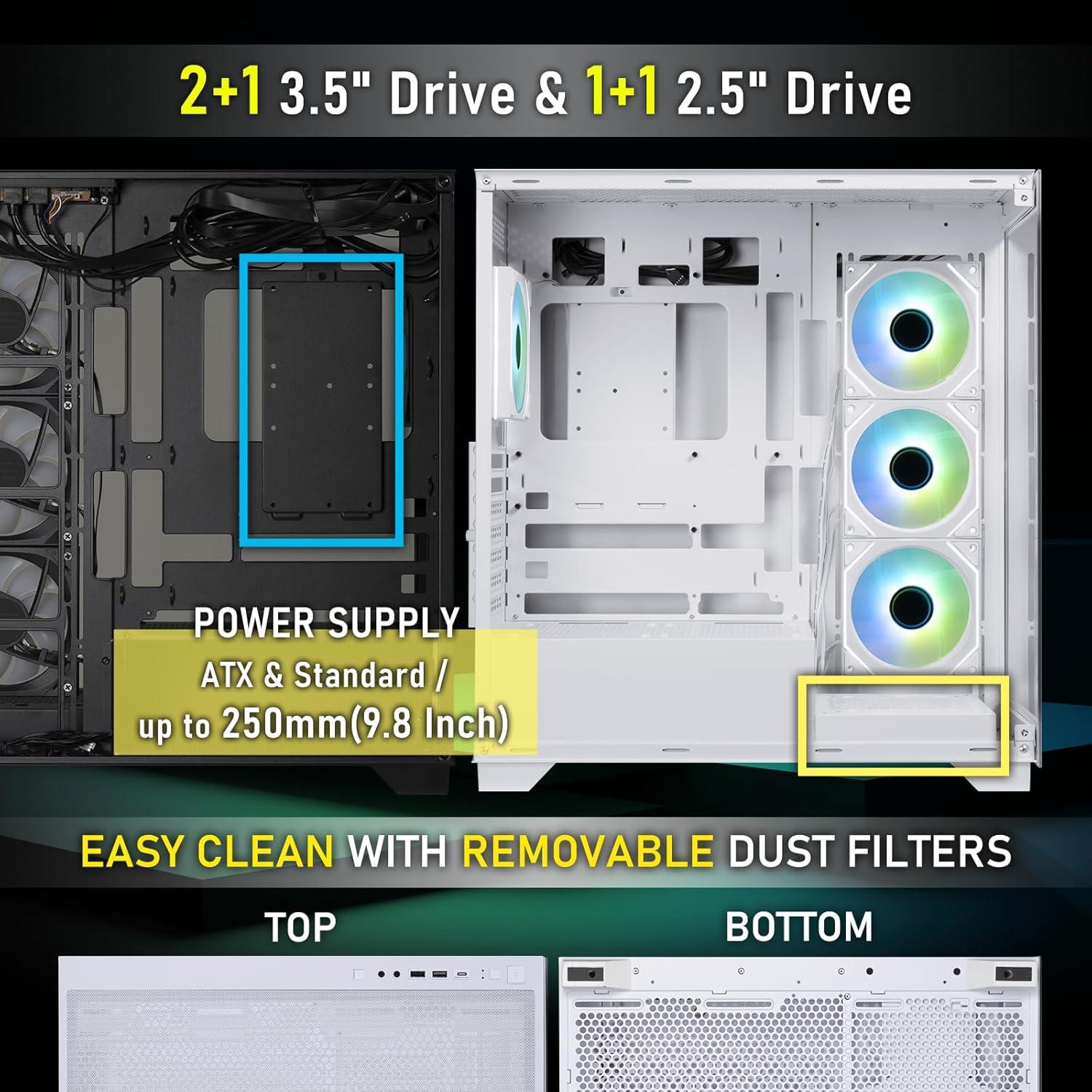 Caja de PC Gaming BitFenix CETO Blanca - Vidrio Templado