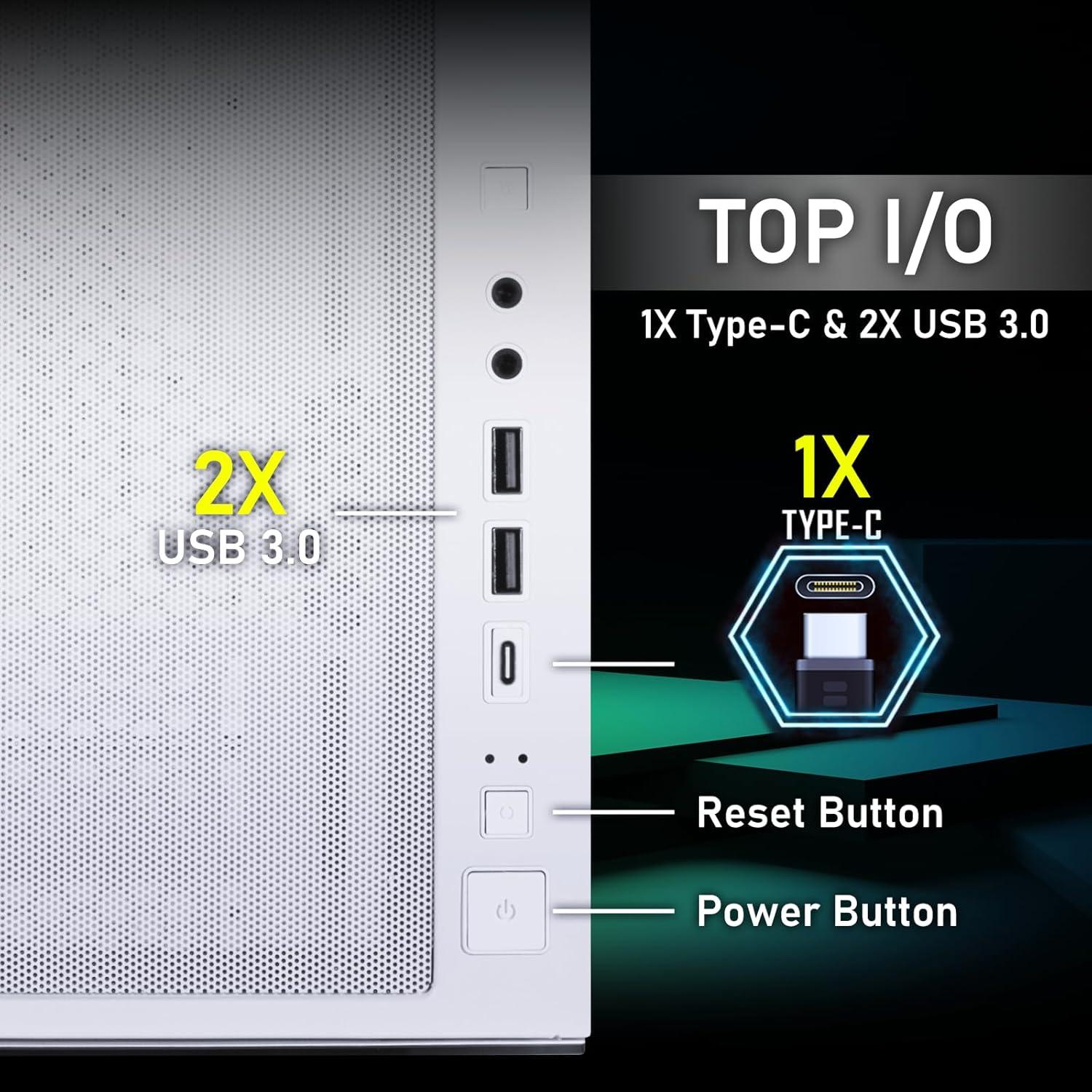 Caja de PC Gaming BitFenix CETO Blanca - Vidrio Templado