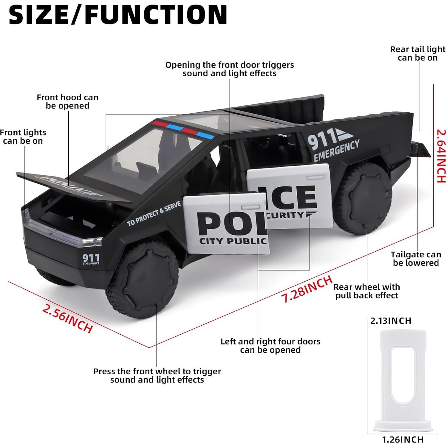 Camión de Policía de Juguete OANMYJJO 1:32 con Sonido y Luz