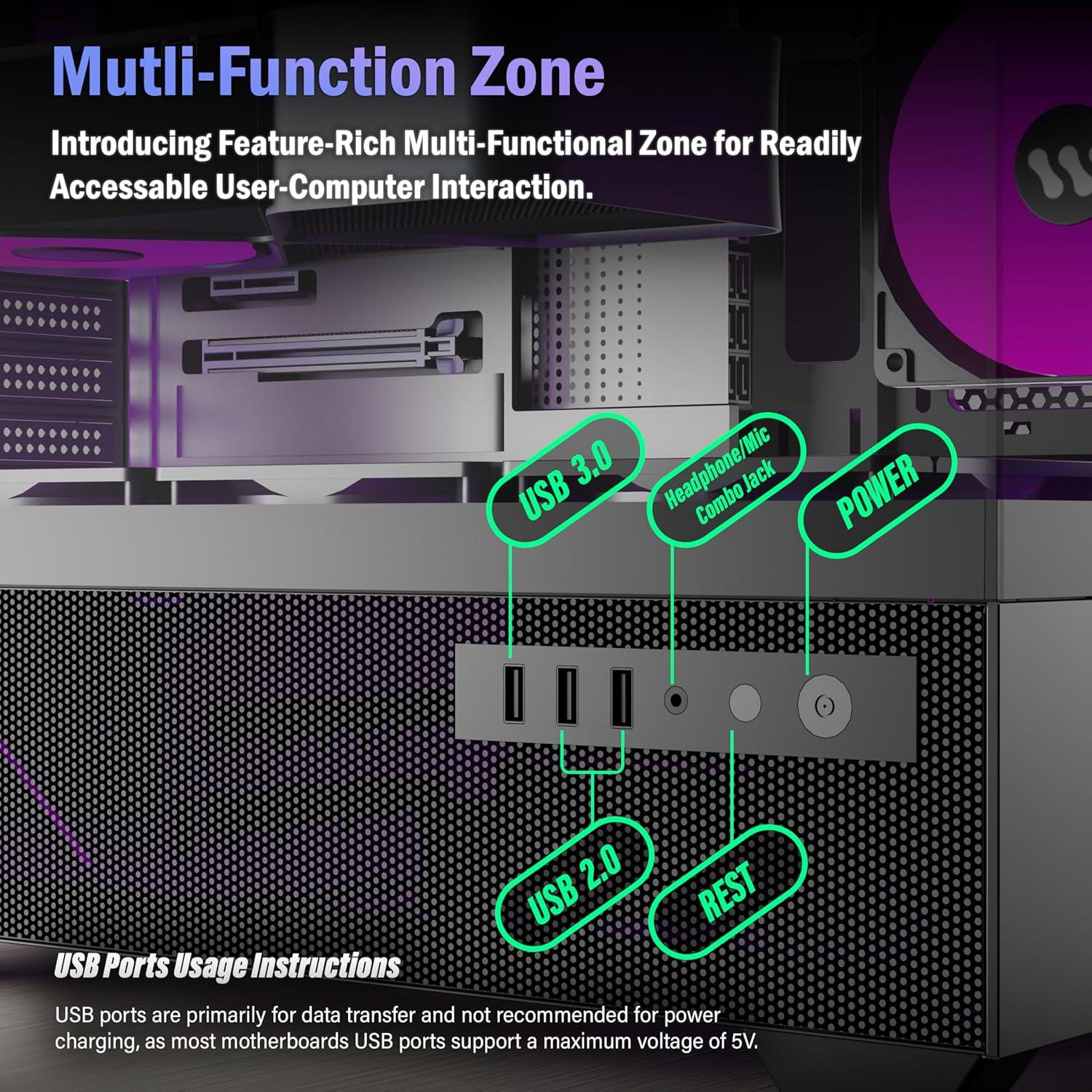 Caja de PC KEDIERS G7 ATX Negra con 5 Ventiladores ARGB
