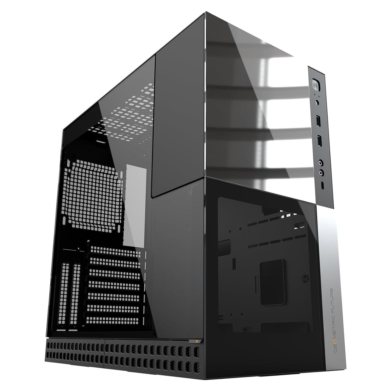 M4 Caliburn mid/Mini Tower, E-ATX/ATX Gaming Case, Glass/ 1.2mm Steel, Vertical Air Tunnel Design, Type C, 360/240 Radiator, Vertical GPU Mount, GEO-M4-CAL (PC Case ONLY)