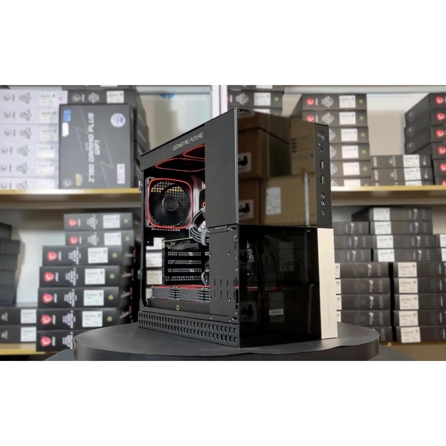 M4 Caliburn mid/Mini Tower, E-ATX/ATX Gaming Case, Glass/ 1.2mm Steel, Vertical Air Tunnel Design, Type C, 360/240 Radiator, Vertical GPU Mount, GEO-M4-CAL (PC Case ONLY)