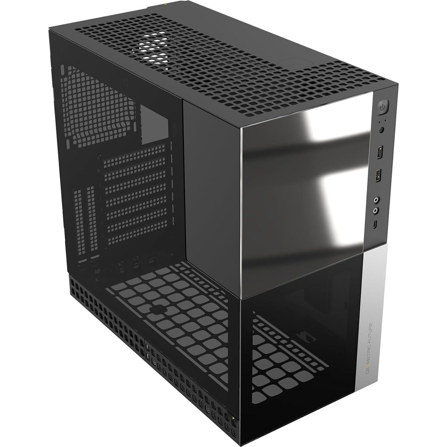 M4 Caliburn mid/Mini Tower, E-ATX/ATX Gaming Case, Glass/ 1.2mm Steel, Vertical Air Tunnel Design, Type C, 360/240 Radiator, Vertical GPU Mount, GEO-M4-CAL (PC Case ONLY)